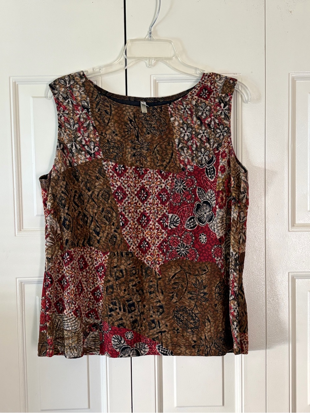 Vintage White Stag Boho Whimsigoth Retro Shell Top Earthy Jewel Tone Size LG